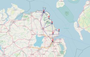 Karte Route Nordirland - neun Täler Antrims
